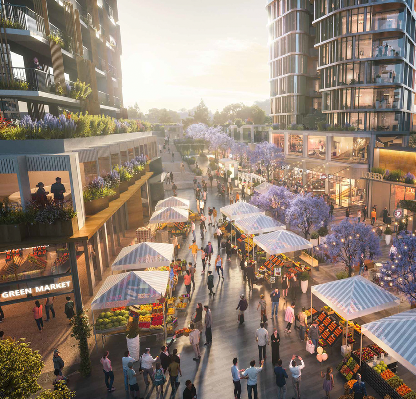 Mixed-use developments in the Castle Hill precinct by Hatch Roberts Day. Image: Hatch Roberts Day.