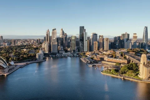 Lendlease’s One Circular Quay (centre right) reaches $1 billion sales as construction powers ahead.