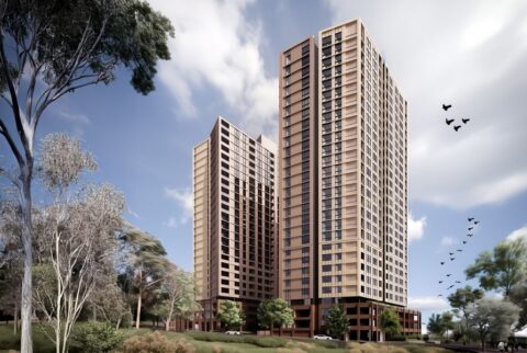NSW health-precinct housing scheme on exhibition. Image: Group GSA